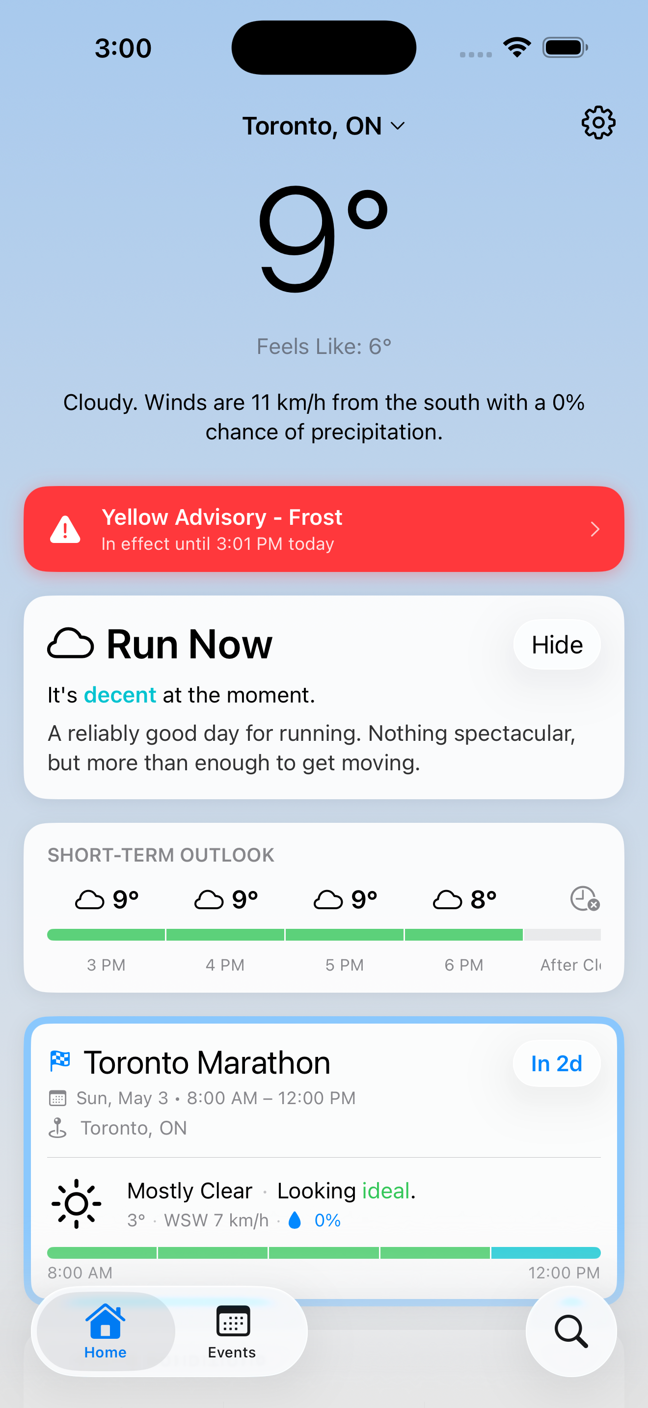 RunnerCast main screen