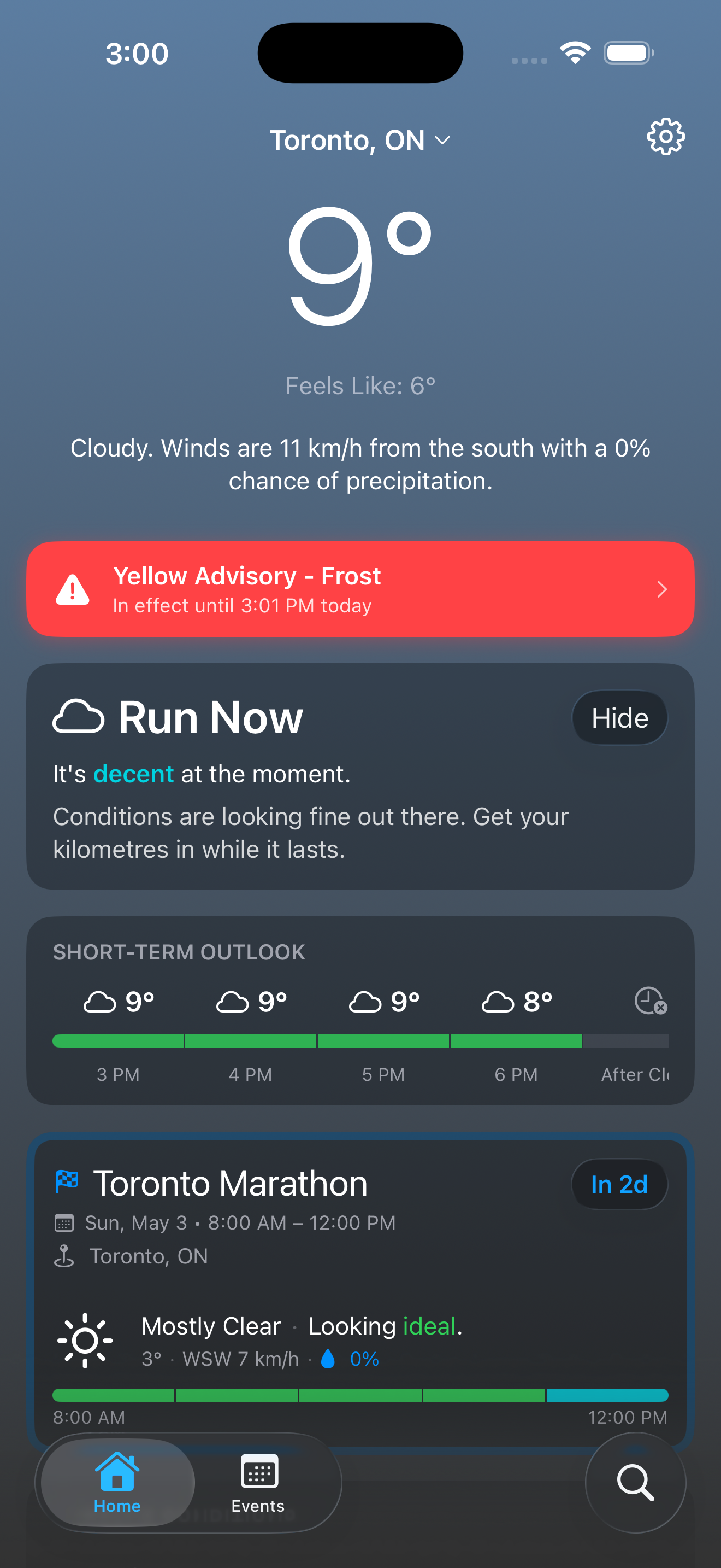 RunnerCast dark mode view