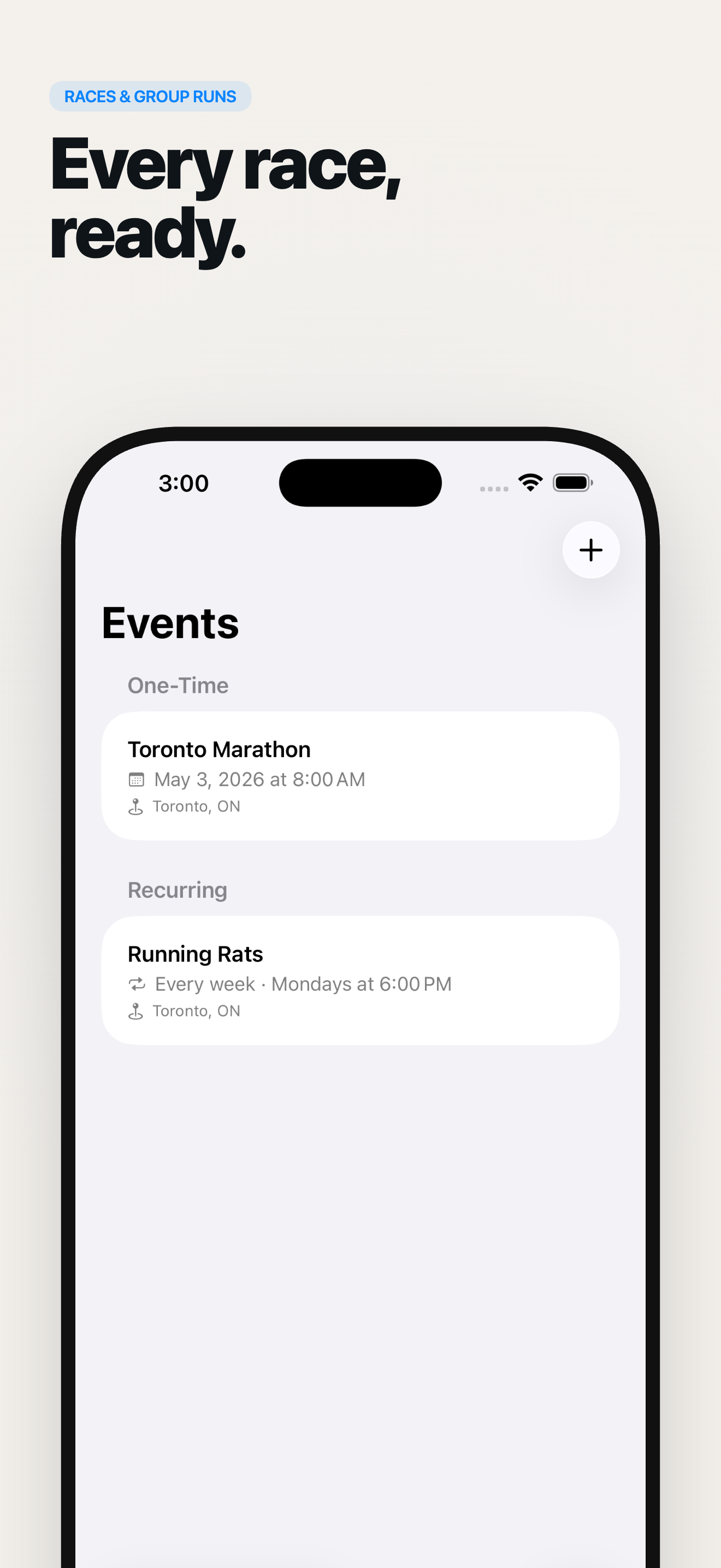 RunnerCast events view