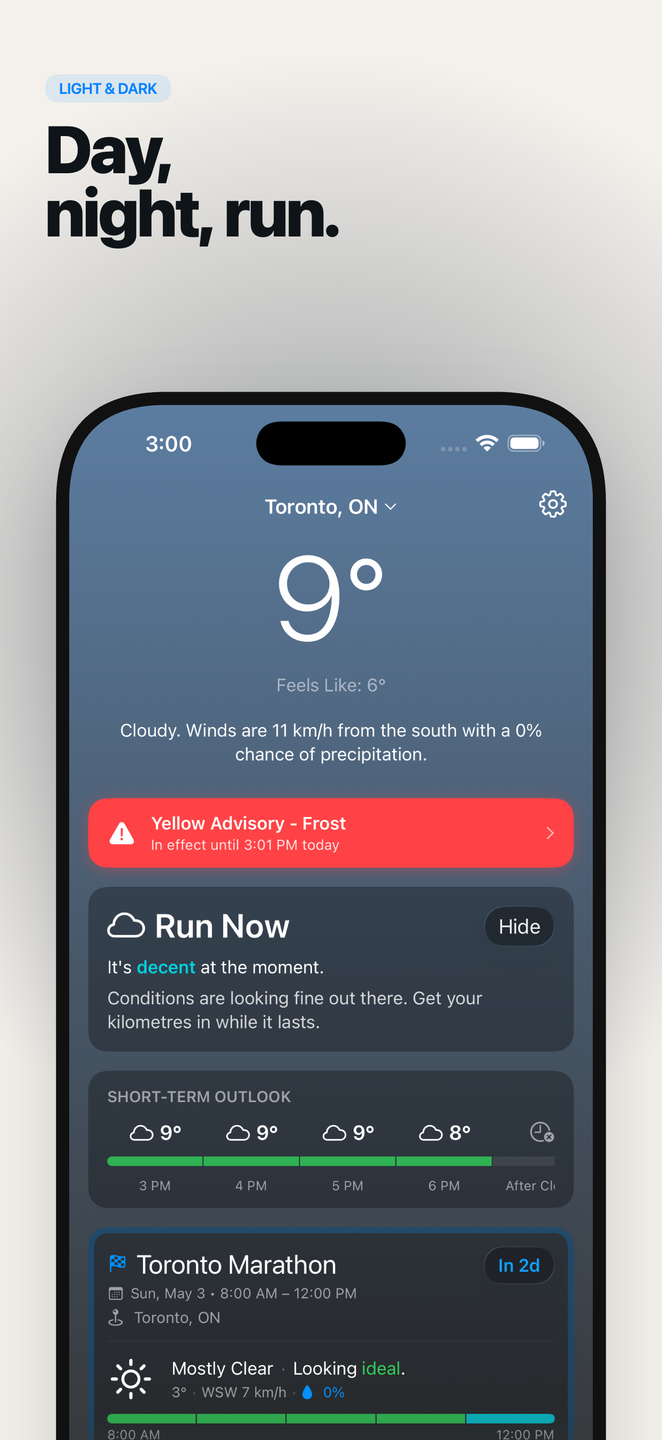 RunnerCast dark mode view