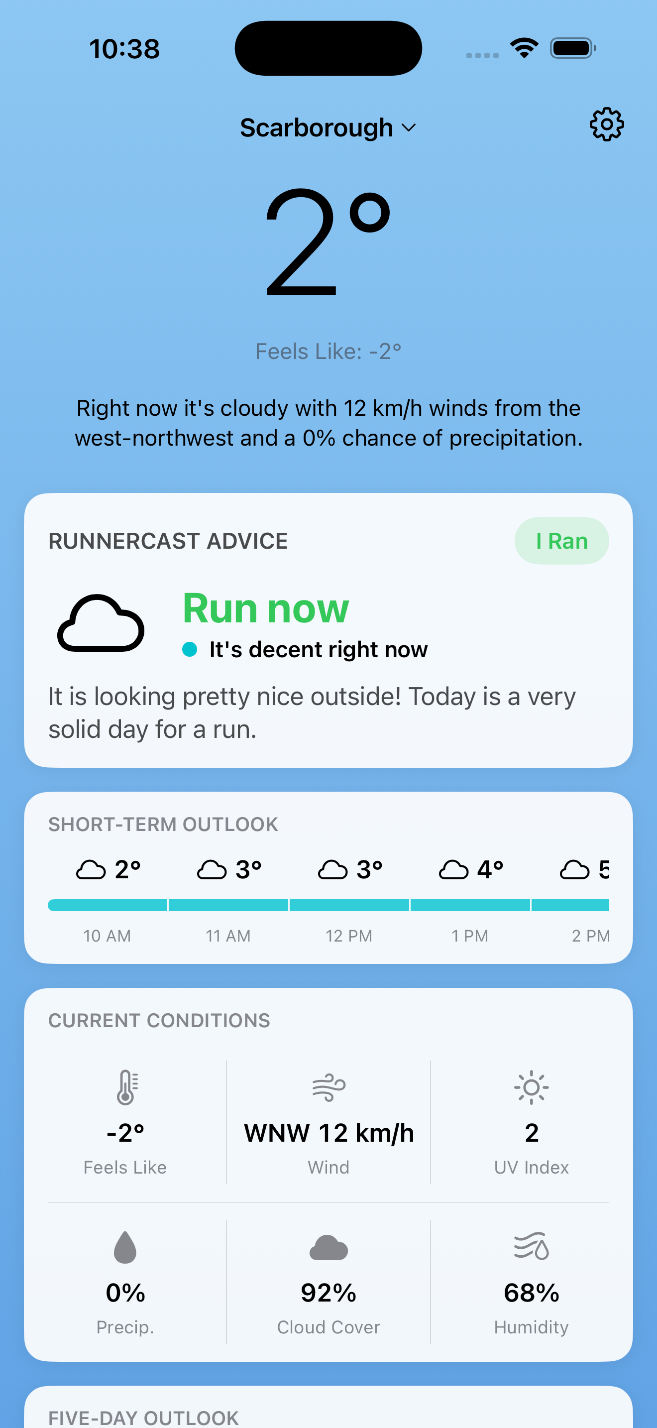 RunnerCast main screen